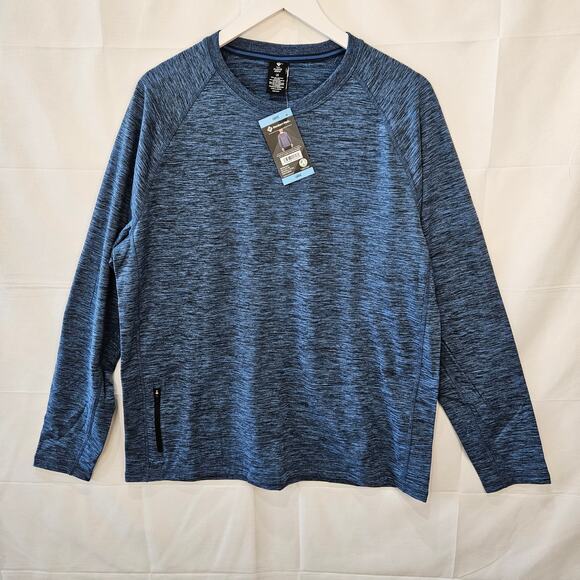 Member's Mark Men's Tech Fleece Crew Long Sleeve Shirt Blue Large - Picture 1 of 7